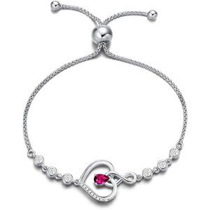 Birthstone Tennis Infinity Love Bracelet - 07 Jul - Ruby